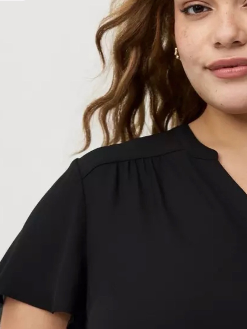 torrid Black V-Neck Flutter Sleeve Blouse - Picture 4 of 10